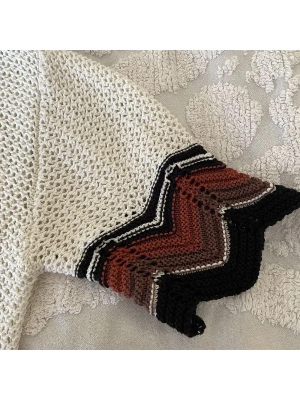 ANN TAYLOR Crochet Knit Viral Kimono Duster Sweater M/L Open Front Cream Boho